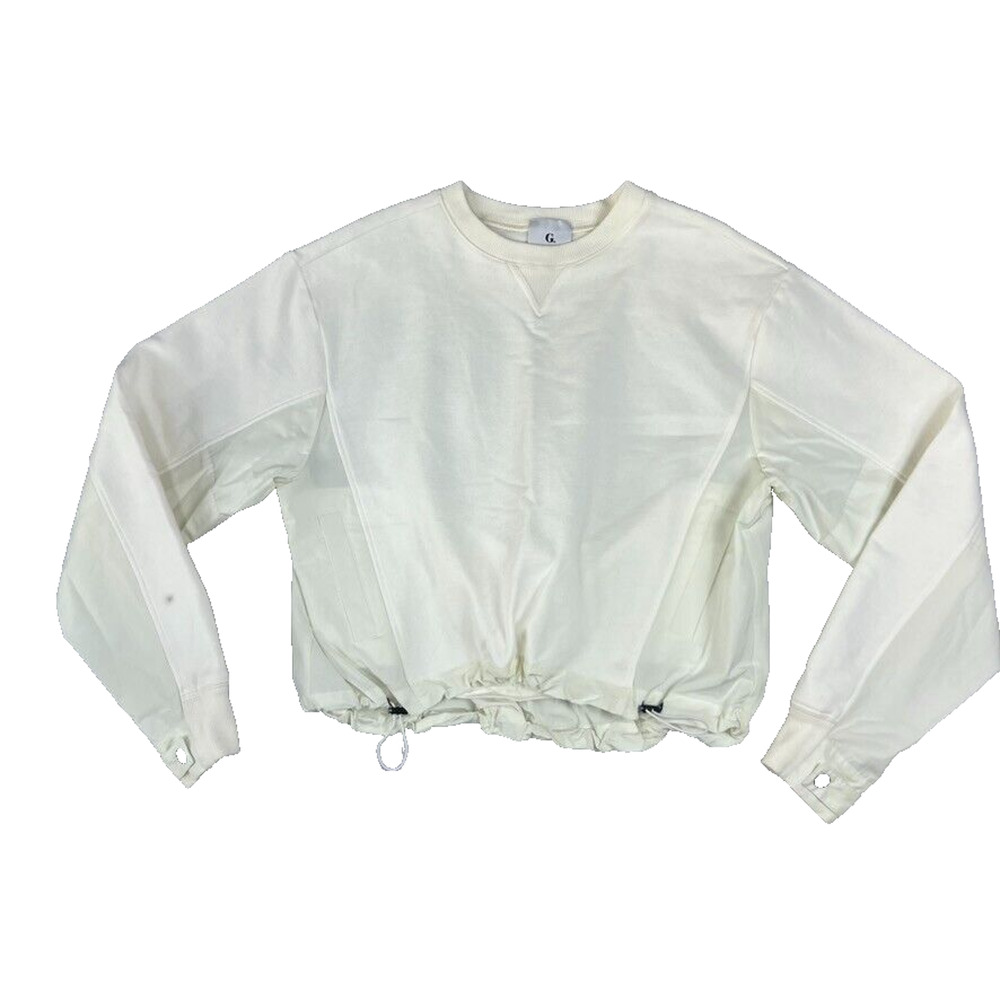 G. LABEL by GOOP Kap Sweatshirt Womens XS Woven-Combo Crew Neck Made in Italy